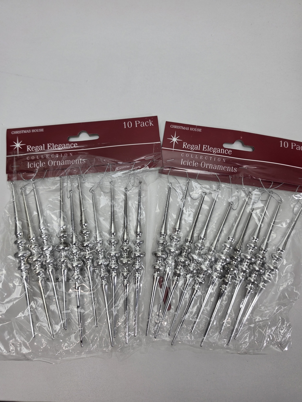 Vintage Silver Icicle Ornaments 2-  10 Packs